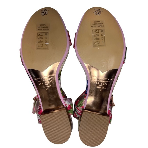 NWT Ted Baker London Leeban Sandals, Encyclopaedia Floral, Size 9 - Picture 6 of 13